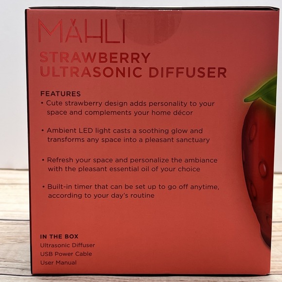 Mahli Strawberry Ultrasonic Diffuser Aroma Therapy 80ml Capacity LED Light - Picture 4 of 7